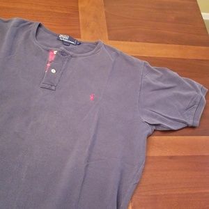 Polo by Ralph Lauren, Navy u-neck polo. Large